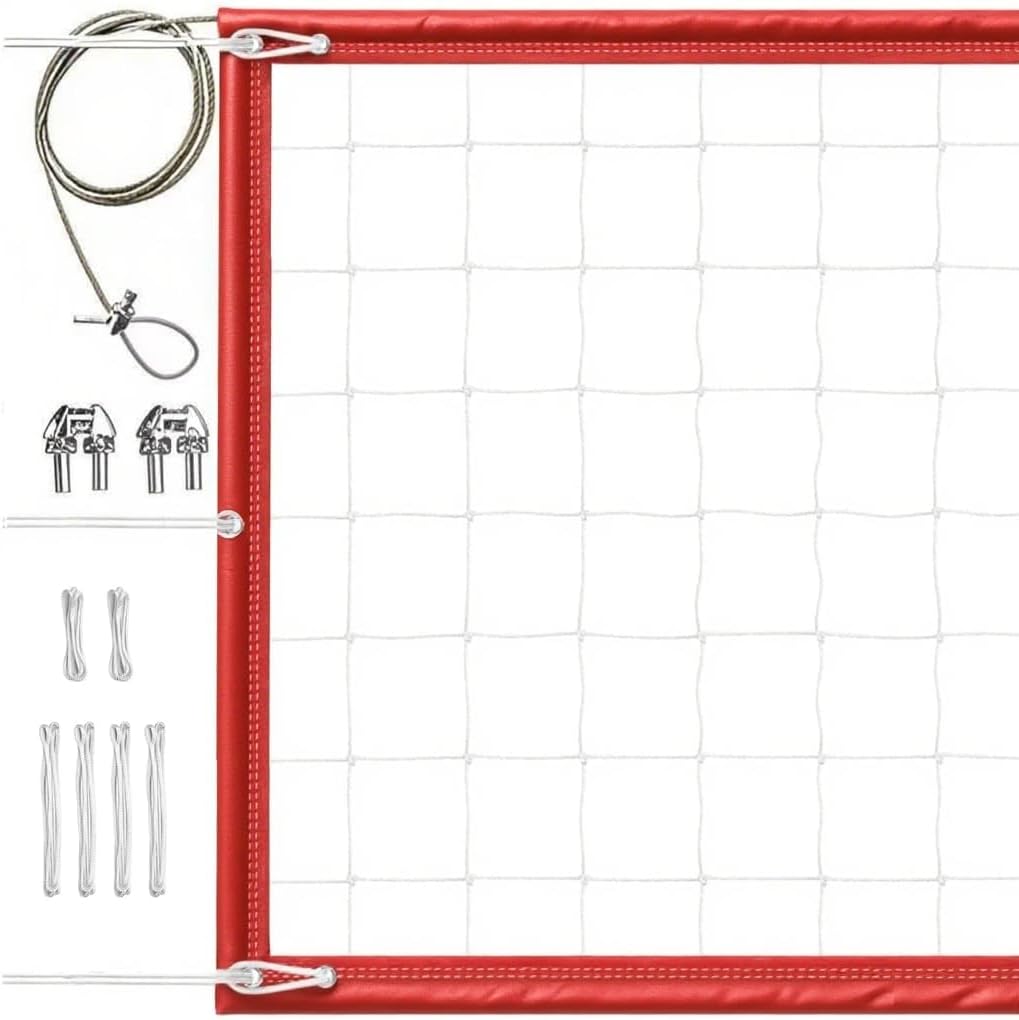 Professional Volleyball Net Outdoor Heavy Duty with Aircraft Steel Cable, VolleyballNet for Backyard, 32x3FT Portable Volleyball Nets for Pool Schoolyard Beach, Badminton/Pro VolleyballNets Set