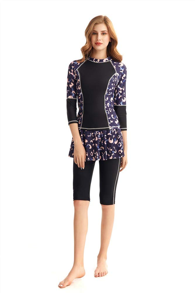 Costume da Bagno da Donna con Gonna da Bagno a Maniche Lunghe da Donna Rash Guard. Tuta da Surf Burkini