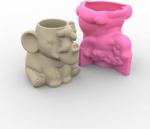 Miniatura 6 de Molde de silicona para maceta de elefante, molde de hormigón, estatua de animal, molde de yeso, jarrón de flores, molde de fundición de epoxi, molde