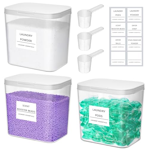 Image of Lifewit Laundry Pods Container with Pop-up Lid, 0.72gal, 3 Pcs | Coffee Pod, K-Cup Storage, Laundry Room Organization, Dryer Sheet Holder for Washing Powder Detergent