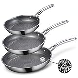 Ammeloo Tri-Ply Stainless Steel Frying Pan Set of 3, 8