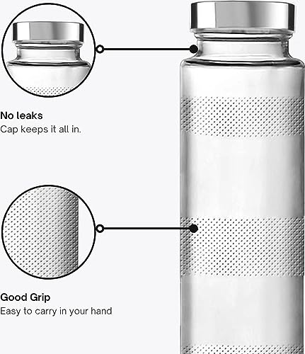 Image of CROCO JAR Transparent Milk, Water and Juice Glass Bottle with Leak-Proof,Beverage Glasses with Air Tight Lid (Pack of 2, 750 ml)