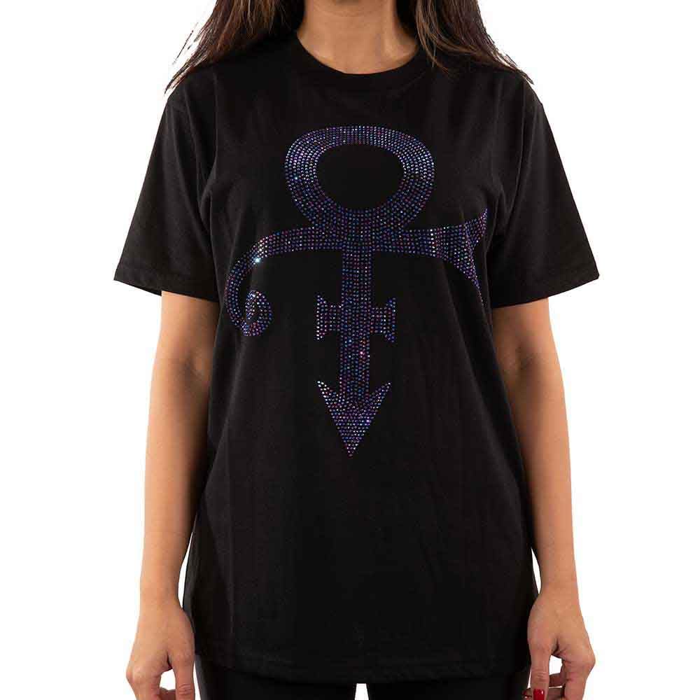 Prince T Shirt Purple Diamante Symbol Logo Official Unisex Black M