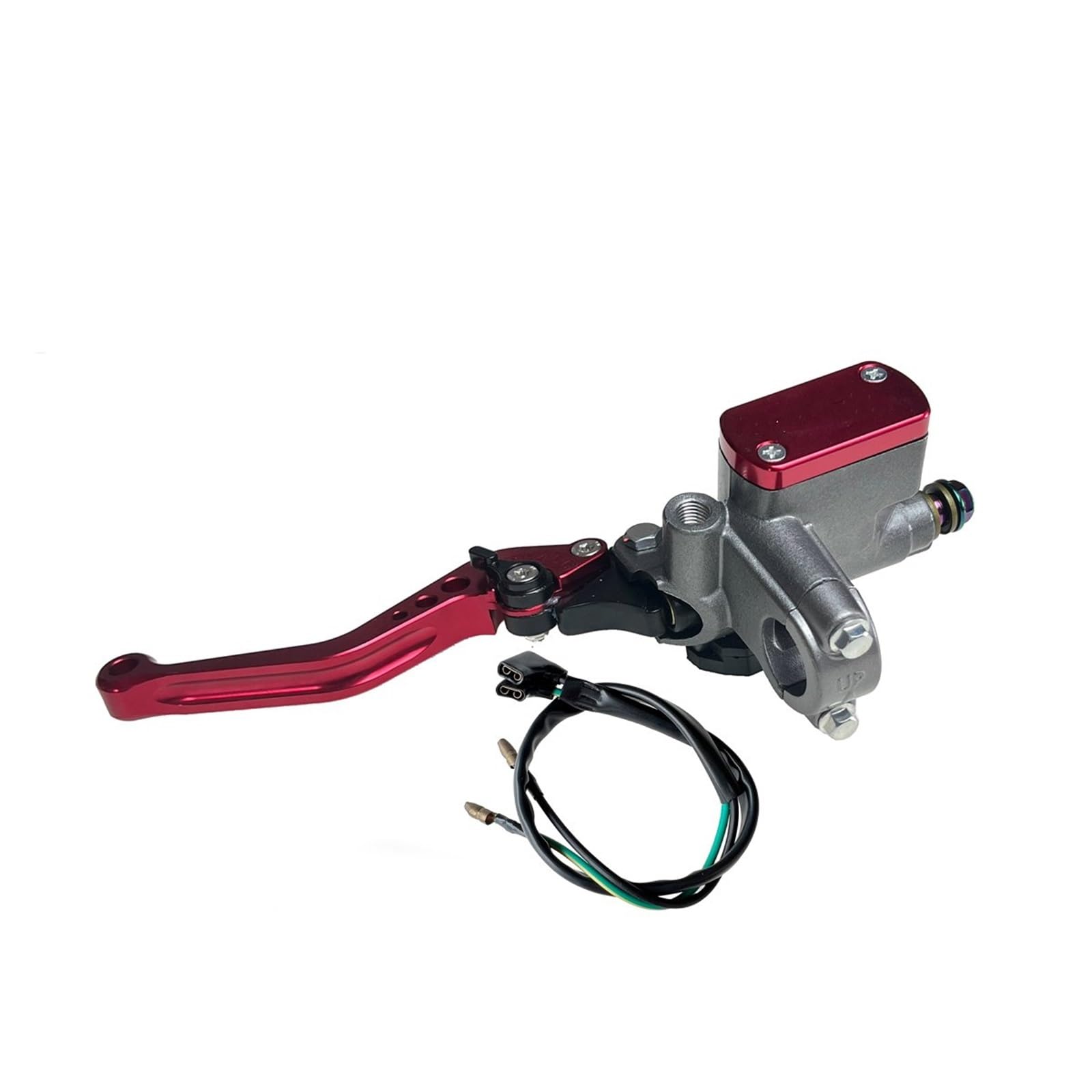 Ouvecr Red Left Pump Motorbike Brake Levers Motorcycle Hydraulic Brake Pump Piston 14Mm Master Cylinder Lever Handlebar Grip Diameter 22Mm(Red Left Pump)