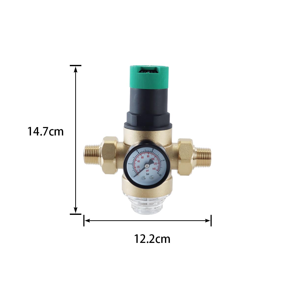 Reduktor ciśnienia wody 1/2", regulator ciśnienia wody z filtrem siatkowym, zawór mosiężny do regulacji