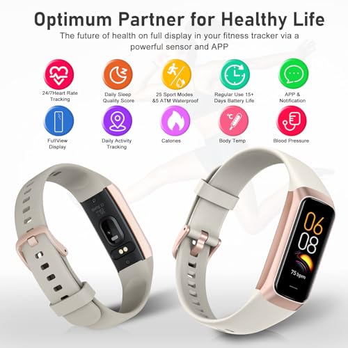 Image of Fitness Tracker with Step Counter /Calories /Stopwatch, Activity Tracker, Health Tracker with Heart Rate Monitor, Sleep Tracker,1.10''AMOLED Touch Color Screen, Pedometer Watch for Women Men