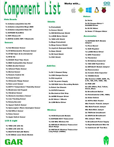 GAR Colossus Starter Kit for Arduino Uno Mega Nano - Complete Advanced Set, 5 Main Boards - 30 Sensors, 10 Shields with ESP32 WiFi + Bluetooth Modules for Wireless Robotics Smart Car - Image 6