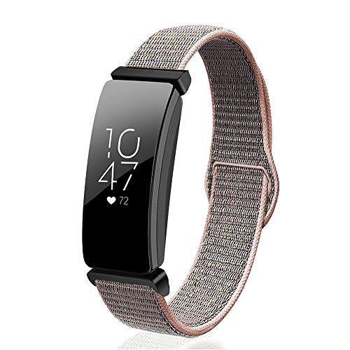 VEAQEE Bands Compatible with Inspire HR and Inspire Bands and Ace 2 Woven Soft Nylon Sport Breathable Watch Strap Quick Release Replacement Wristband Accessories for Women Man (Pink Sand)