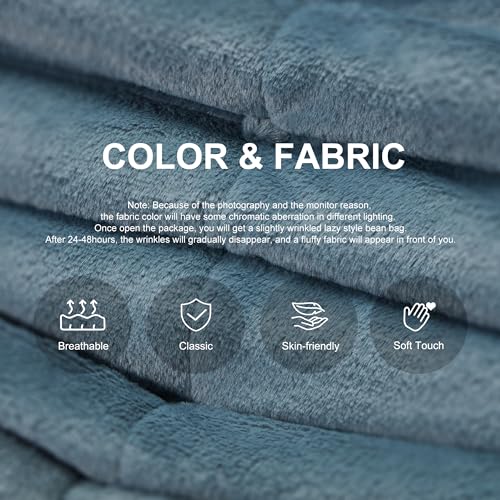 Image of Hobestluk Adults Bean Bag Chair Faux Fur BeanBag Couch for Living Room | Bluegrey Plush,Ergonomic Design,Memory Foam,UltraSoft,Anti-slip Bottom,No Assembly Required,Decorative Style for Living Room