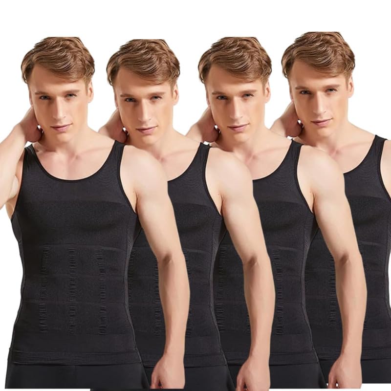 Tummy Tucker Vest for Men Tummy Control Undershirt Abs Abdomen Slim Stretchable Vest Compression Tank Top, Slimming Body Shaper Vest for Gym, Workout (S to 5XL) (Pack of 1,2,3,4)-image-10