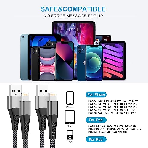 Image of iPhone Charging Cable 1 m 2 Pack [MFi Certified], USB Lightning Cable 1 m Charging Cable iPhone Fast Charging Cable USB iPhone Cable Lightning Charging Cable for iPhone 14 13 12 11 Pro Max Mini XS XR