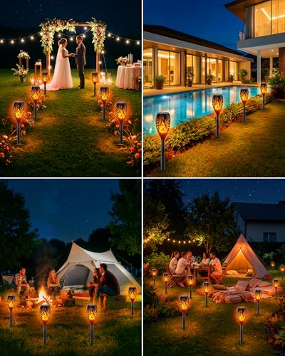 Giliwosy Solarleuchten für Außen Gartendeko, 6 Stück Lagerfeuer‌-Design – Ansicht 5