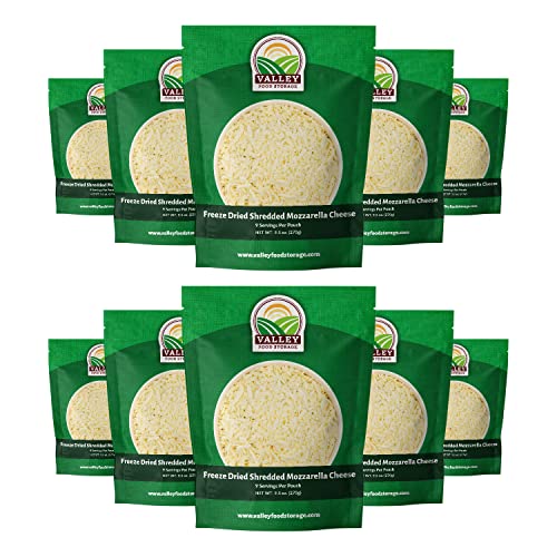 Image of Freeze Dried Shredded Mozzarella Cheese 10-Bag Bucket, 95 Oz | Premium Emergency Food Supply 25 Year Shelf Life | Non-GMO Prepper Supplies, Survival Food Off Grid Living Supplies | Valley Food Storage