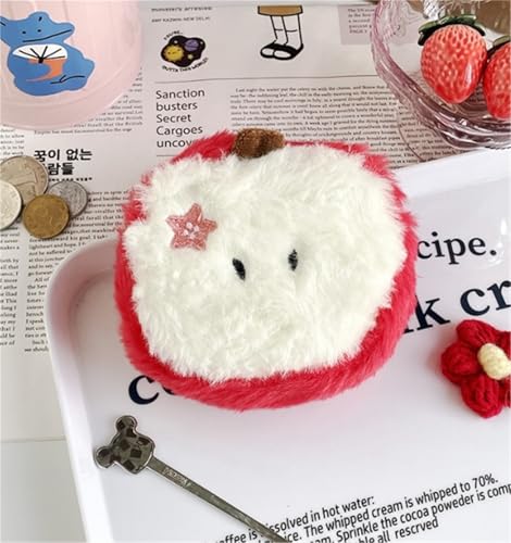 App1e Shape Coin Purse Cartoon Plush Bag Pendant Earphone Bag Lipstick Data Cable Storage Bag(Green)4