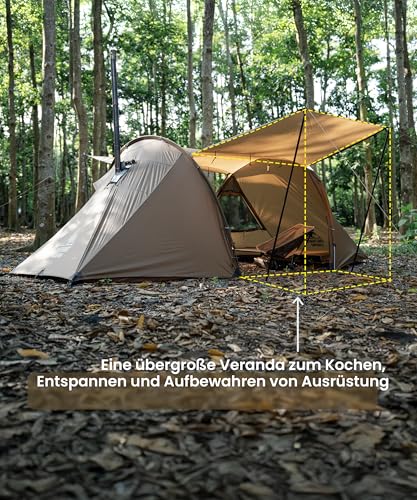 OneTigris Raven Nest Tunnelzelt 2 Personen, Winterzelt, Hot Tent, Ofenloch – Bild 3