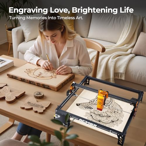 Image of Acmer P1 S Pro Laser Engraver, 6W (6000mW) Laser Engraving & Cutting Machine with 380x370mm Large Area, WiFi Function, Engraves Wood Acrylic Leather Glass Metal, for DIY and Crafts