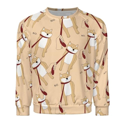 Shiba Inu No Men's Crewneck Sweatshirt Pullover Long Sleeve Casual Tops4