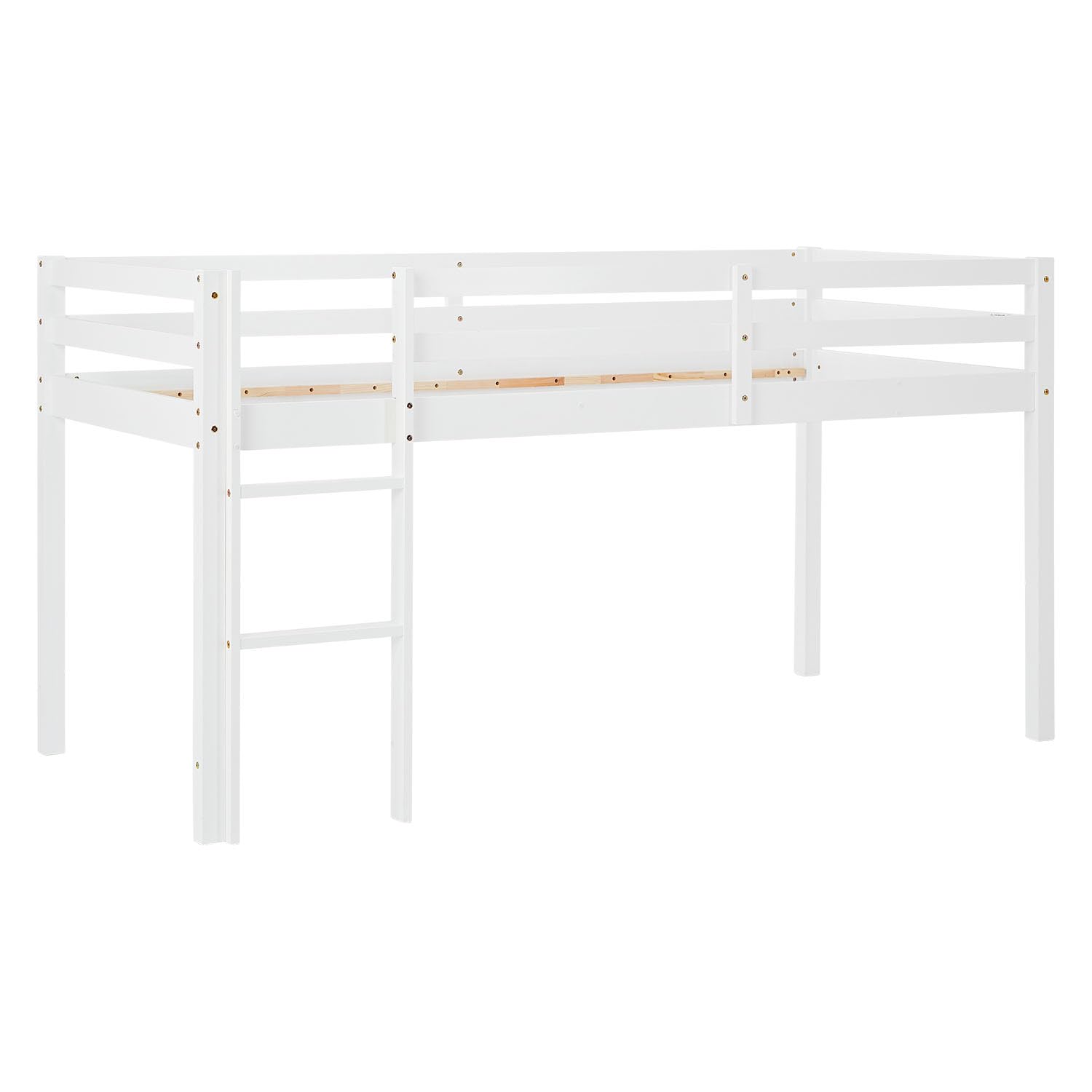 Homestyle4u Łóżko dziecięce, 90 x 200 cm, białe, łóżko piętrowe, łóżko piętrowe, z drewna sosnowego, z zasłoną schodową, kolor czarny, artykuł 1534
