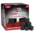 Golden Desert 100% Natural Coconut Hookah Charcoal Shisha Bowl Coals Briquettes Coal Cubes Burner Carbone Tablets Hookah Coconut Shell Odor-Free Charcoal Cube 26mm - 64PCS, 1KG