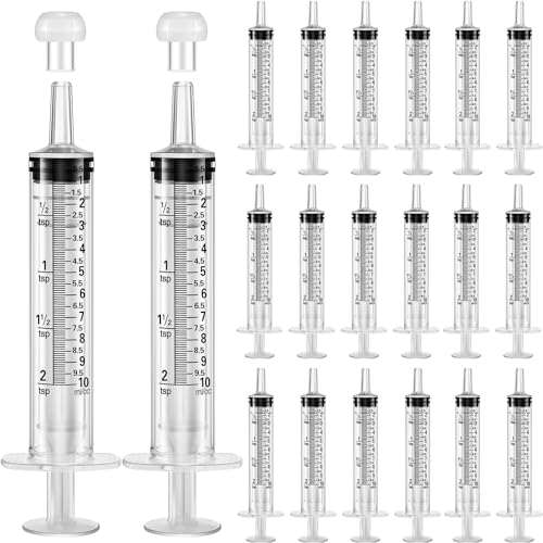 TrelaCo 20 Pack 10ml Oral Syringes with Cap Plastic No Needle, Clear