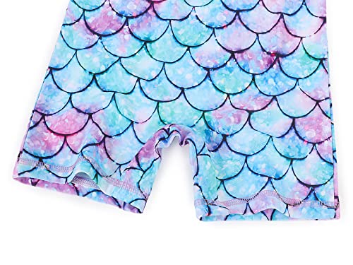 Image of Girls Swimwear Rash Guard One Piece Swimsuit Kids Bathing Suit Sunsuit | Mermaid /Floral Swim Suit UPF 50+ Sunsuit 2-10 Years