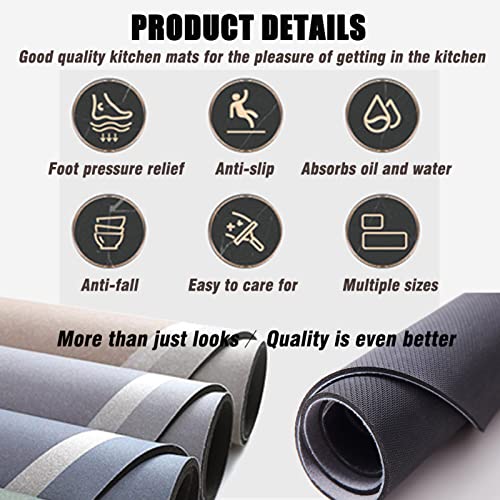 Tapis de sol cuisine anthracite 80x200cm lavable et antidérapant