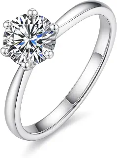 [EVER FLAWLESS] モアサナイト 1ct 指輪 リング レディース 一粒 フリーサイズ シルバー 925純銀製 クリスマス 誕生日 プレゼント 上品 大人 アレルギー対応 女性 結婚式 ギフト包装