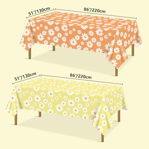 AJINXIN Lot de 4 nappes colorées à motif marguerites bohèmes pour fête d'anniversaire, fête prénatale, mariage, 130 x 220 cm – vue 3