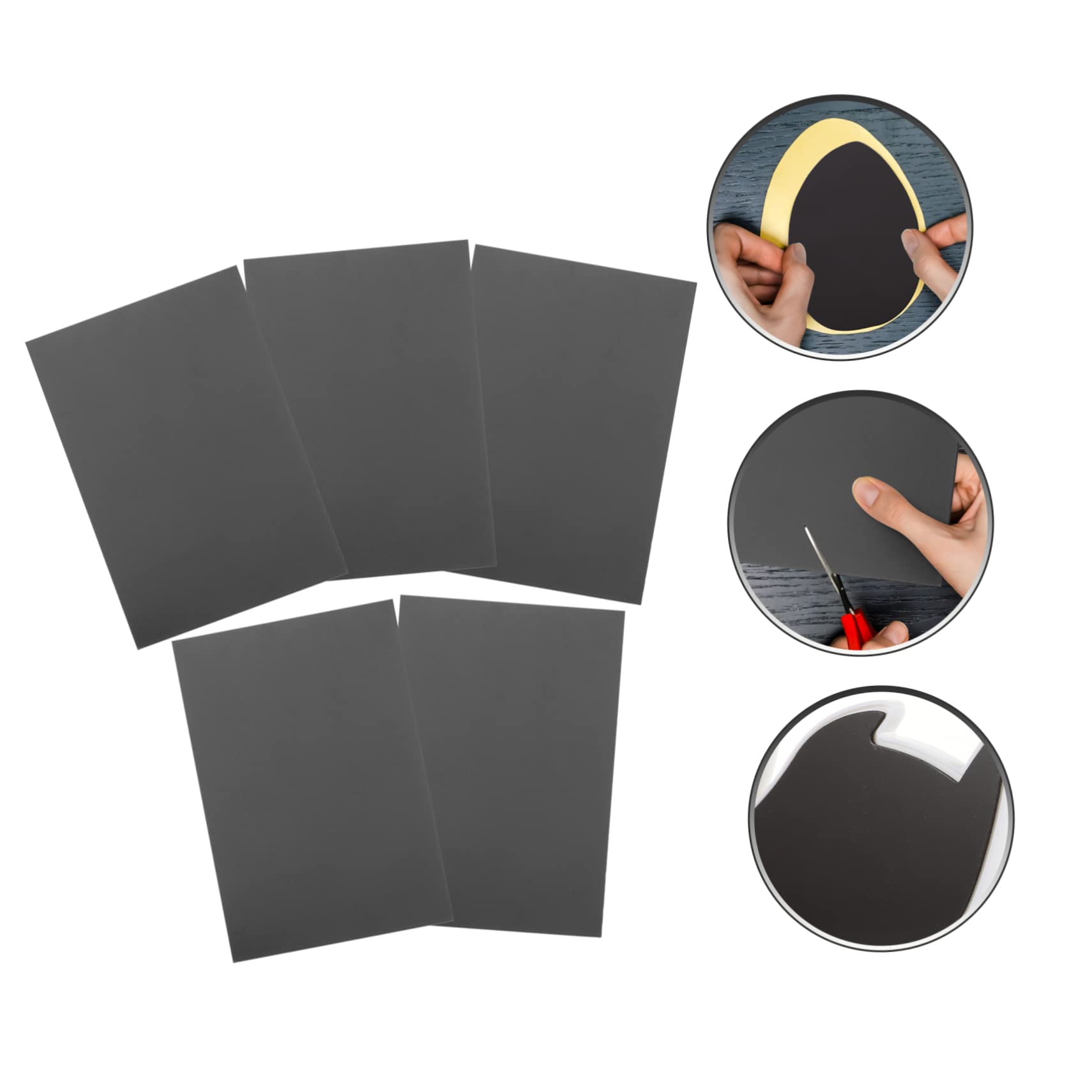 STOBOK Lot de 5 Feuilles Magnétiques Adhésives Noires, Découpables, en Caoutchouc, pour Loisirs Créatifs et Réfrigérateur, Faciles à Utiliser