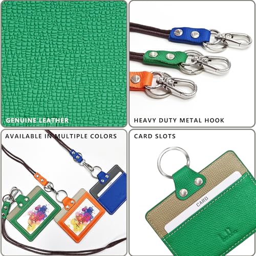 Porte-cartes d'identité en cuir vertical avec son cordon robuste à offrir - 4