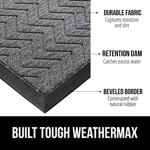 Gorilla Grip All-Season Weathermax Doormat, Durable Natural Rubber, Stain And Fade Resistant, Low Profile, Indoor Outdoor Doormats, Easy Clean Patio Entrance Mat, 17X29, Steel Chevron #TOP1