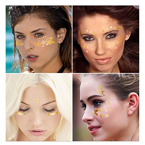 Tatuajes Temporales Tatuajes en la cara Pegatinas Dorados Pegatinas de Cara Festival...
