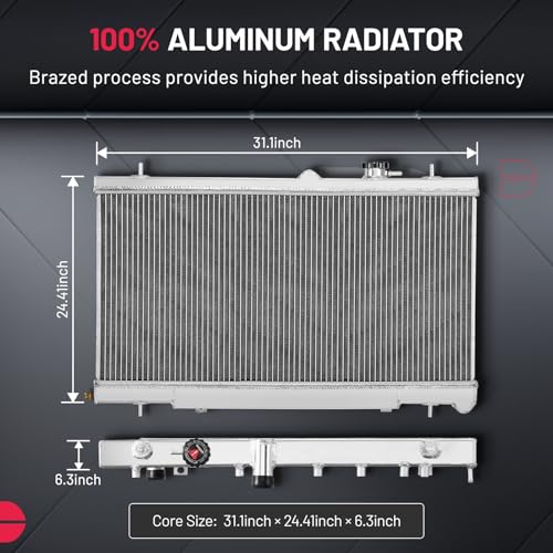 Image of BDFHYK 2ROW-40mm 45111FE091 Aluminum Radiator Compatible with for 2005-2006 Saab 9-2X H4 2.0L /H4 2.5L,2004-2006 Subaru Baja H4 2.5L,2003-2007 Subaru Impreza H4 2.0L /H4 2.5L