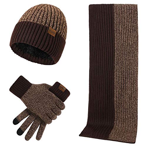 Gorro de invierno para hombre y mujer con bufanda larga de algodon y guantes deportivos
