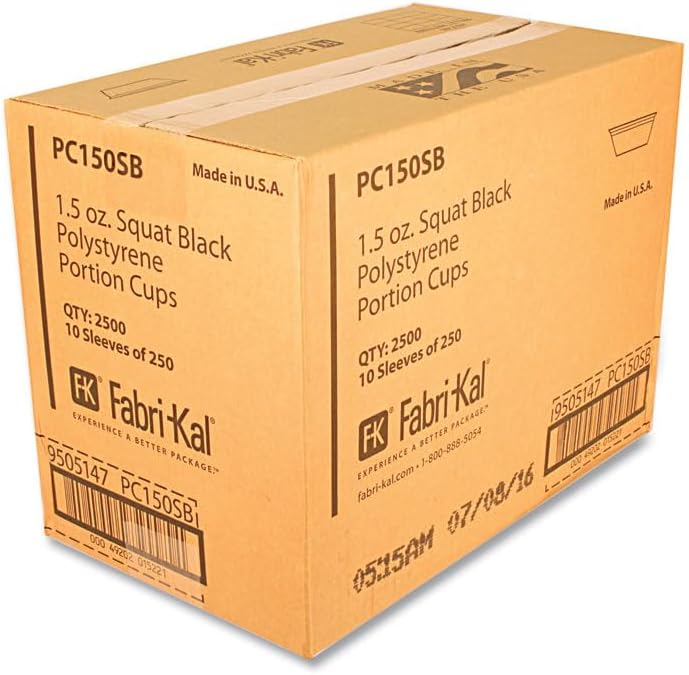 Fabrikal PC150SB Portion Cups, 1.5 Oz, Squat, Black, 250/sleeve, 10 Sleeves/carton