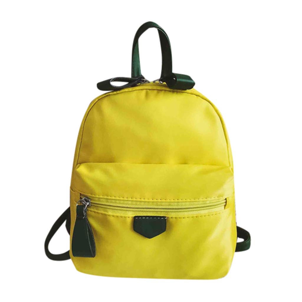 Lazzboy BagBackpack Candy Colour Plain Student Backpack School Bags Women Children Parent-Child Backpacks,Large&Small(Yellow,S)