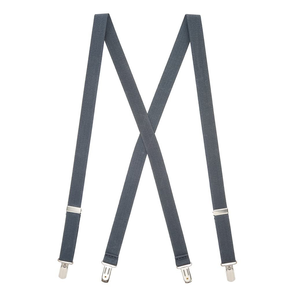 Suspender Store Solid Color Elastic Suspenders - 1-Inch Wide - Sewn X-Back - Small Pin Clip - 11 Colors & 3 Sizes