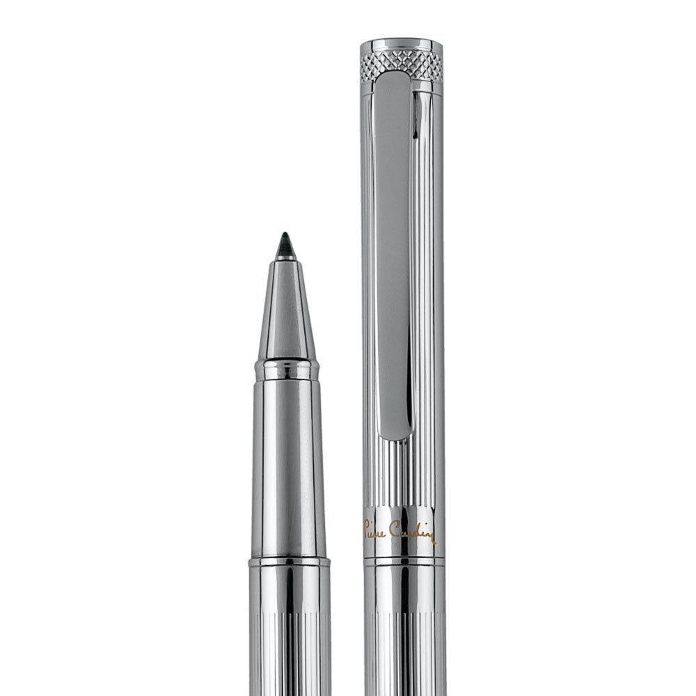 Pierre Cardin® RENEE Set di penna a sfera e penna roller con incisione, astuccio di alta qualità, regalo personalizzato, nome, inciso, anniversario, compleanno (argento)