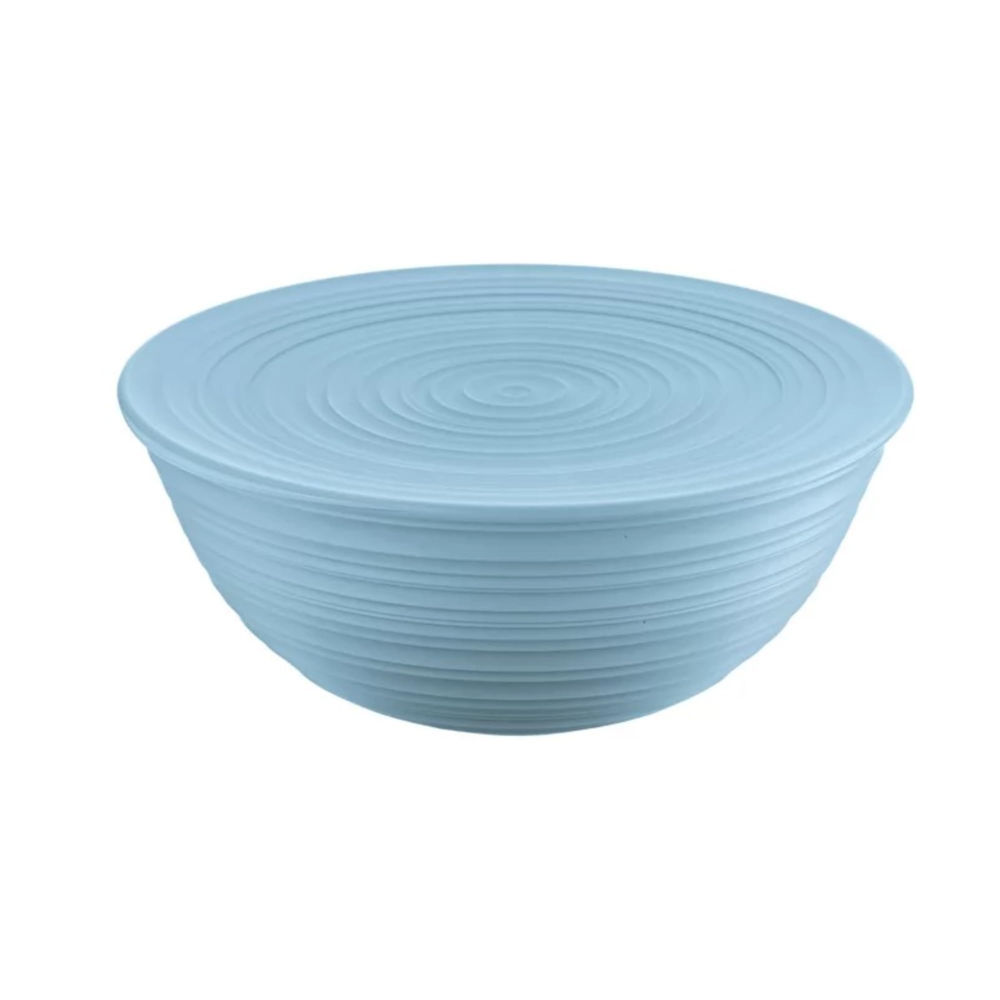 Guzzini Tierra 11.8" Extra Large Bowl with Lid - Powder Blue - 100% Recycled Plastic - Unbreakable, Reusable, BPA-Free, Cereal, Soup, Fruits - Mixing