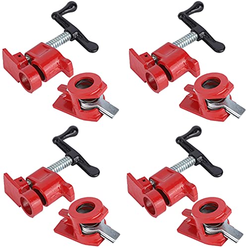 Pipe Screw Clamps, 3/4 Inch Woodworking Clamp Set, Metal Body Joint Clamps for DIY Hand Tool Kit 4 Piece, Black (Black) - Image 3