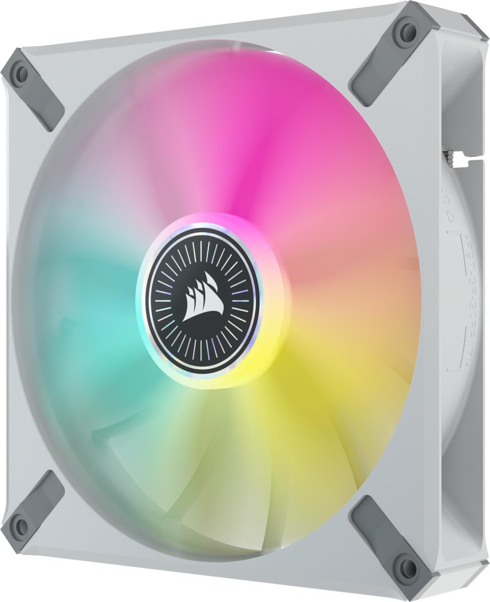 Corsair iCUE ML140 RGB ELITE Ventilador PWM (Tecnología AirGuide de Corsair, Cojinete de Levitación Magnética, Bajo Nivel de Ruido, iCUE Lighting Node CORE Incluido) Paquete Doble - Blanco