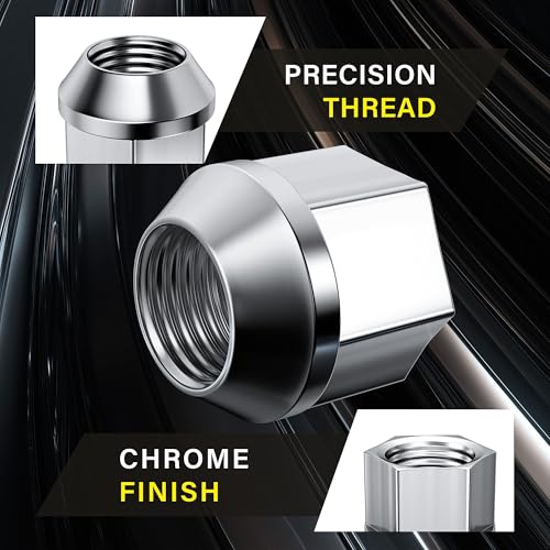 Image of 24 PCS M14x1.5 Wheel Lug Nuts, Open End Cone Seat Bulge Acorn Lug Nut One-Piece 0.83 inch (21mm) Long, 0.87 inch (22mm) Width, 3 /4 inch (19mm) Hex, Chrome, Alloy Steel
