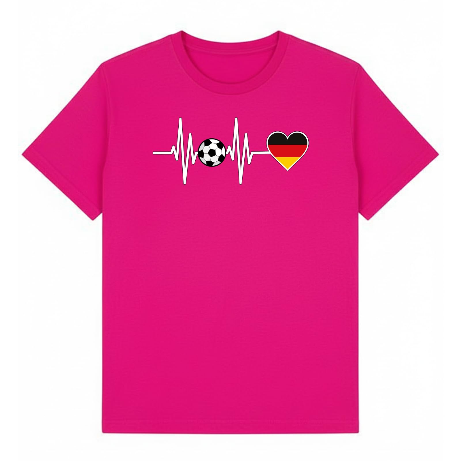 Soccer Football Heartbeat Germany Kids Graphic T-Shirt Tee for Boys and Girls Heliconia 12-13Y