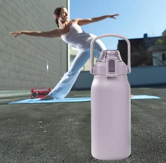 ProBytes Thermal Water Bottle - Stainless steel Infuser Bottle 32oz Sports Bottle with Portable Handle 900 ml bottle with Straw Lid - For Hot & Cold Drink Office, Gym, Cycling, Camping (Lilac) - Image 3