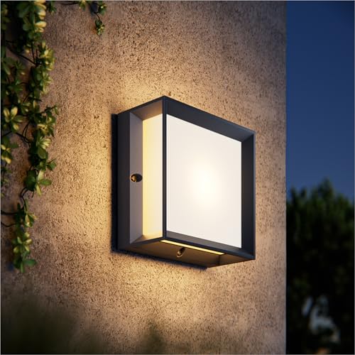 Klighten Applique Murale 2x E27 Extérieure/Intérieur,Max 60W,IP65 Imperméable pour Intérieur et Extérieur,PC + Aluminium,Ampoule non Incluse,Noir