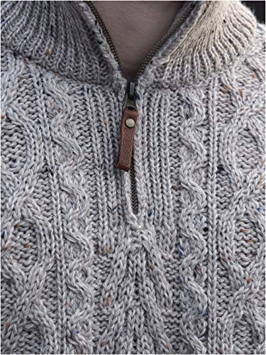 Image of Aran Crafts Men's Irish Soft Cable Knitted Zip Neck Jacket (100% Merino Wool)