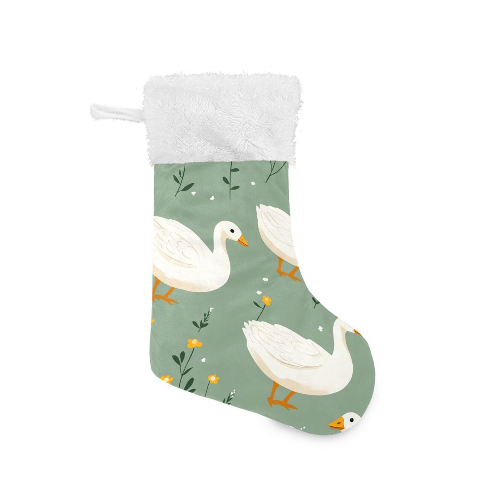 Waassud Cute Geese Christmas Stocking Xmas Hanging Stockings for Family Holiday Party Ornaments Decoration Fireplace 18 x 12 Inch 1 Pack
