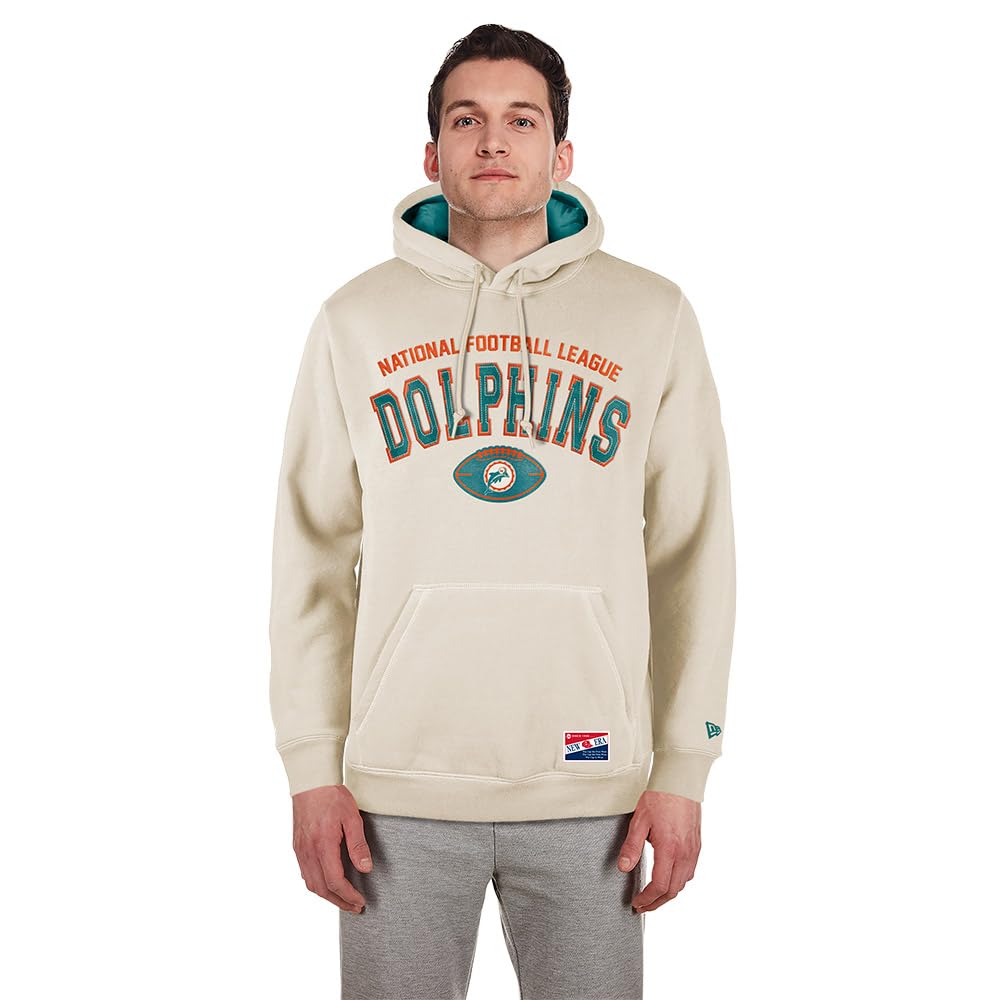 Miami Dolphins NFL 3rd Down Hooded Pullover Miami Dolphins Classic Stone Official Team Color Sudadera con Capucha Unisex Adulto (Pack de 1)