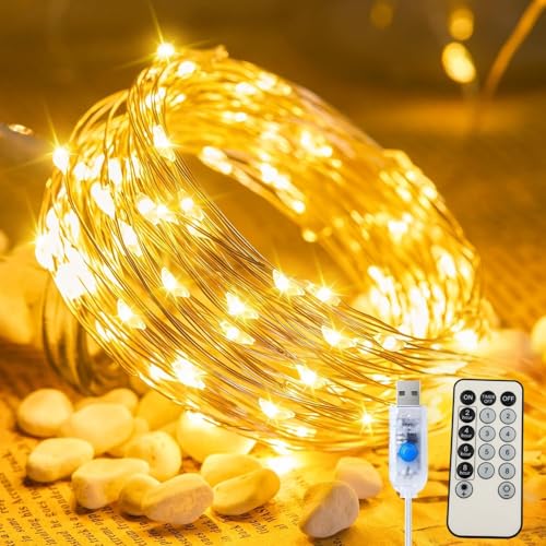 Image of 5M /50 LEDs /String /Strip Smart Magic LED Fairy Light with Remote Control, USB Powered, DIY Rope Light for Festival, Indoor Room & Home Decoration (WW Fairy String Light)