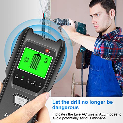 Stud Finder 5 in 1 Multi-function Upgraded Smart Stud Sensor, Wall Scanner with Battery for the Center & Edge of Metal, Studs and AC Wire, Pipe Detector for Walls